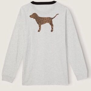 LARGE VS PINK LEOPARD CAMPUS LONGSLEEVE TEE NEW